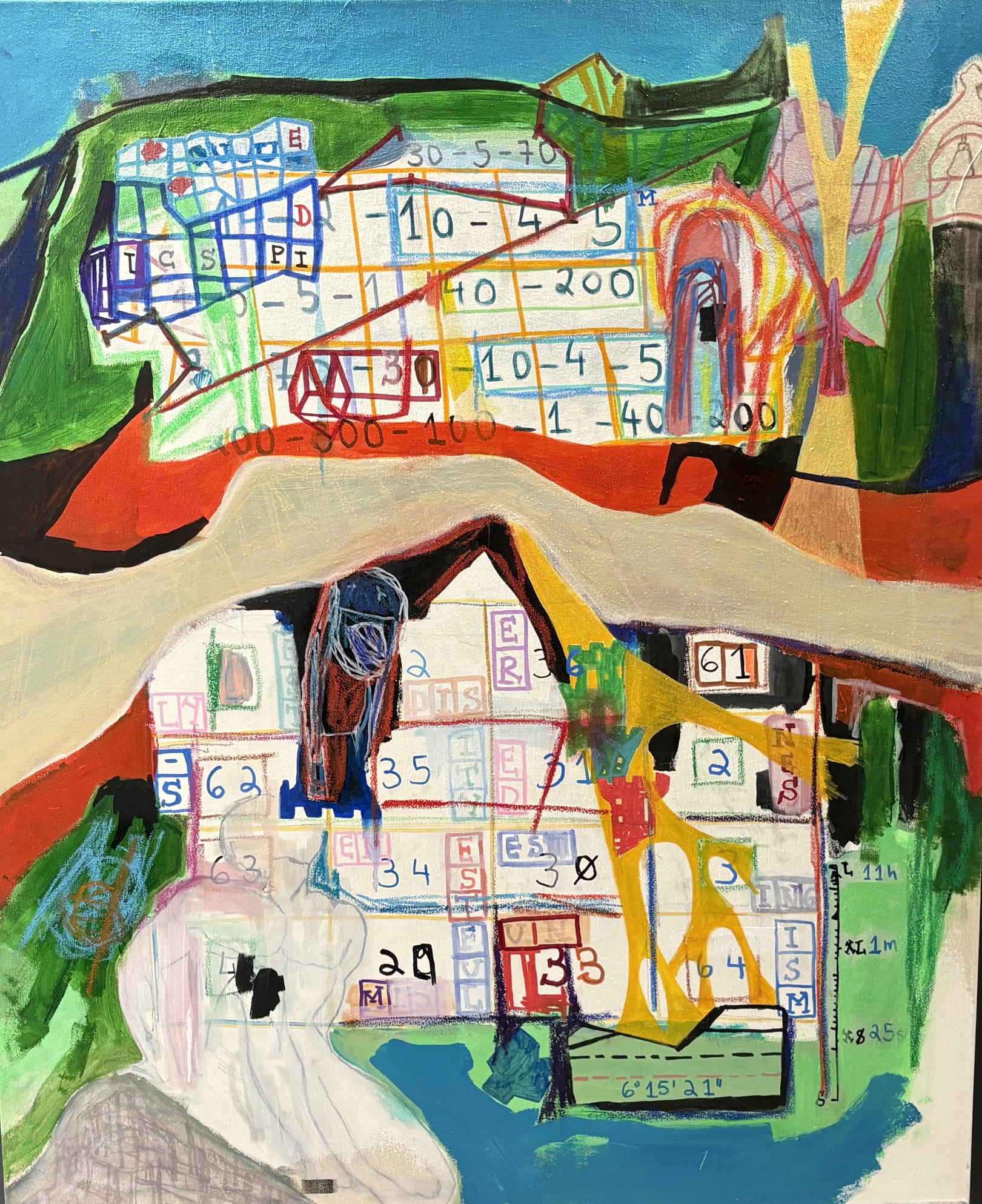Orphic Beats, 2024, mixed media painting by Aubert Issachar