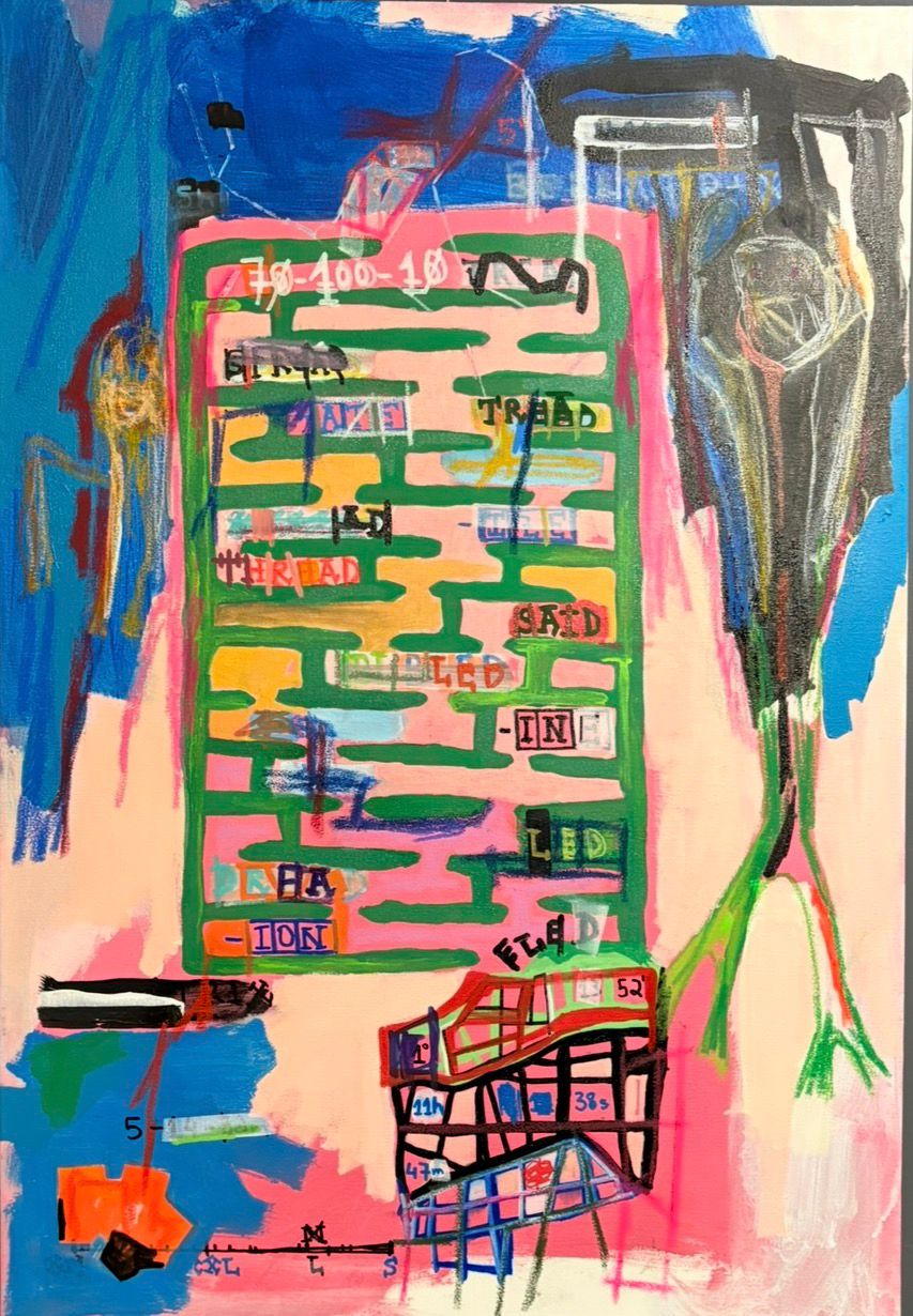 Untitled XC, 2024 90 x 70 cm mixed media painting by Aubert Issachar